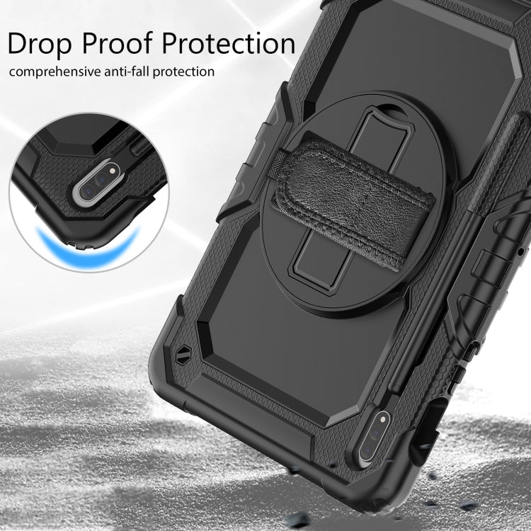 For Samsung Galaxy Tab S8 11 inch SM-X700 Silicone + PC Tablet Case with Shoulder Strap(Black) by buy2fix