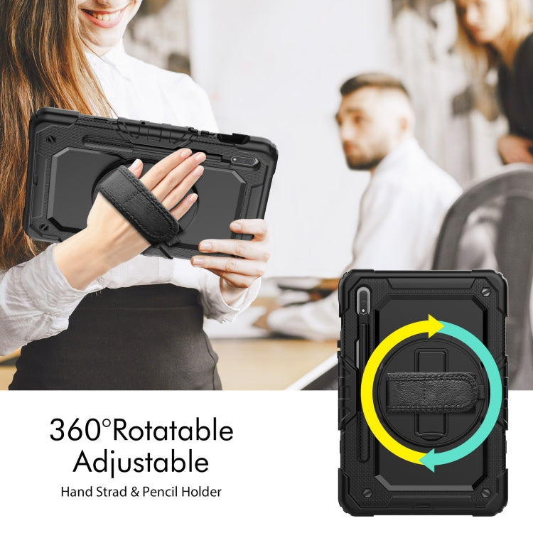 For Samsung Galaxy Tab S8 11 inch SM-X700 Silicone + PC Tablet Case with Shoulder Strap(Black) by buy2fix