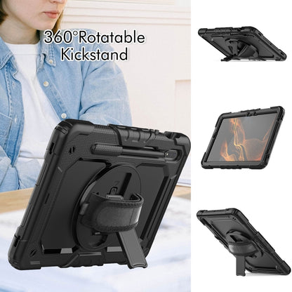 For Samsung Galaxy Tab S8 11 inch SM-X700 Silicone + PC Tablet Case with Shoulder Strap(Black) by buy2fix