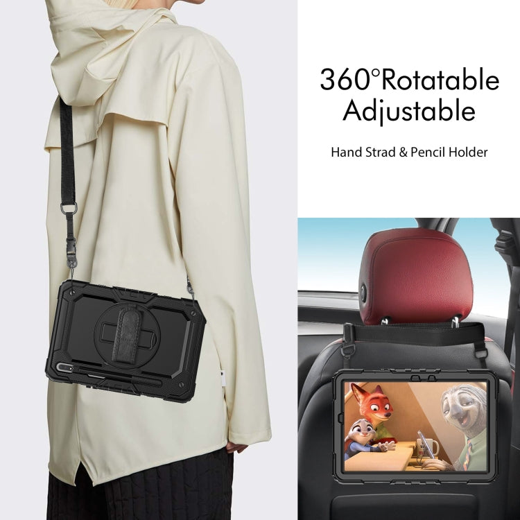 For Samsung Galaxy Tab S8 11 inch SM-X700 Silicone + PC Tablet Case with Shoulder Strap(Black) by buy2fix