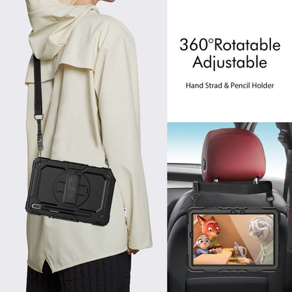 For Samsung Galaxy Tab S8 11 inch SM-X700 Silicone + PC Tablet Case with Shoulder Strap(Black) by buy2fix