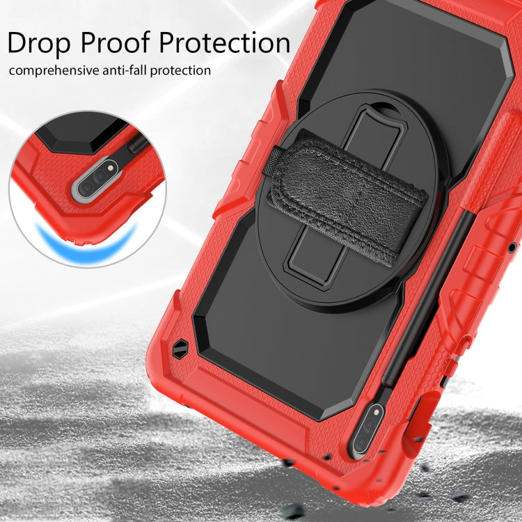 For Samsung Galaxy Tab S8 11 inch SM-X700 Silicone + PC Tablet Case with Shoulder Strap(Red+Black) by buy2fix