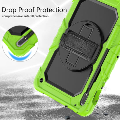 For Samsung Galaxy Tab S8 11 inch SM-X700 Silicone + PC Tablet Case with Shoulder Strap(Yellow Green+Black) by buy2fix