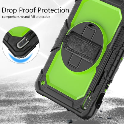 For Samsung Galaxy Tab S8 11 inch SM-X700 Silicone + PC Tablet Case with Shoulder Strap(Black+Yellow Green) by buy2fix