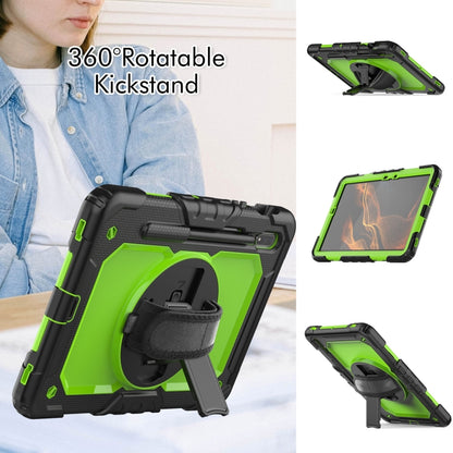For Samsung Galaxy Tab S8 11 inch SM-X700 Silicone + PC Tablet Case with Shoulder Strap(Black+Yellow Green) by buy2fix
