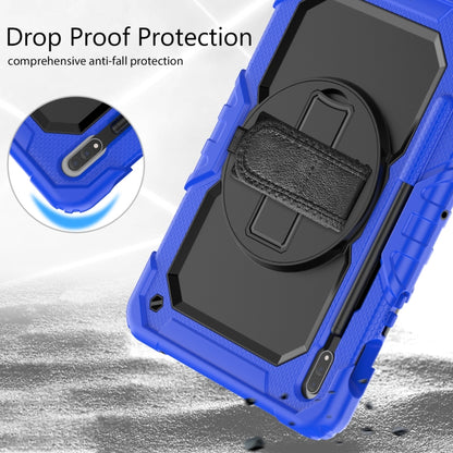 For Samsung Galaxy Tab S8 11 inch SM-X700 Silicone + PC Tablet Case with Shoulder Strap(Dark Blue+Black) by buy2fix