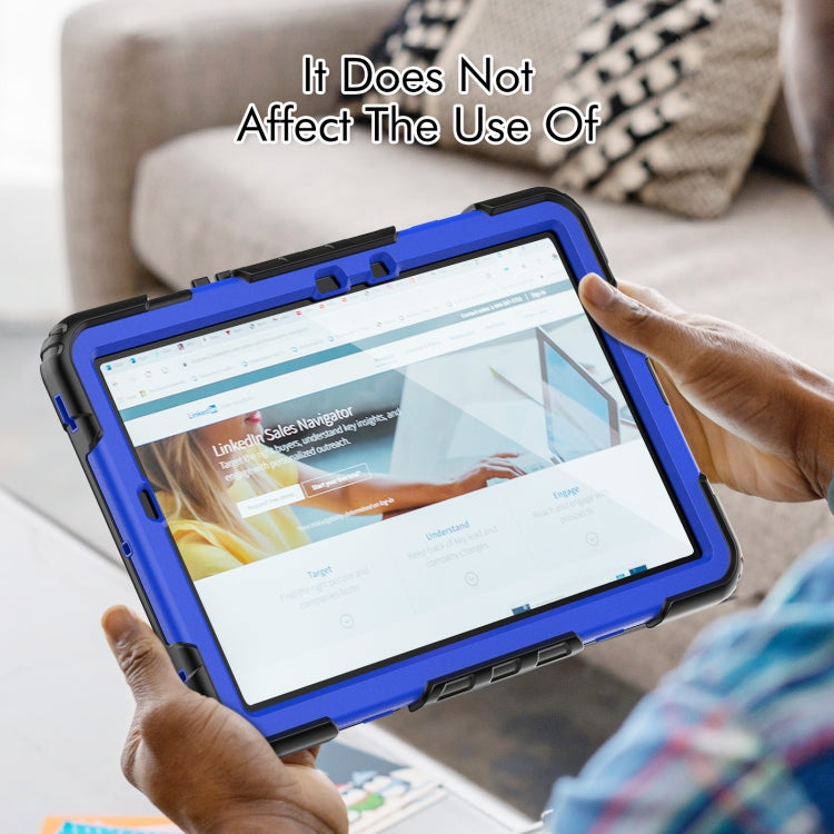 For Samsung Galaxy Tab S8 11 inch SM-X700 Silicone + PC Tablet Case with Shoulder Strap(Black+Dark Blue) by buy2fix