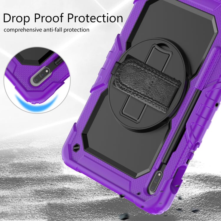 For Samsung Galaxy Tab S8 11 inch SM-X700 Silicone + PC Tablet Case with Shoulder Strap(Purple+Black) by buy2fix