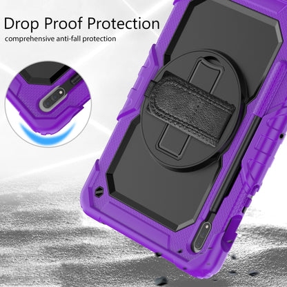 For Samsung Galaxy Tab S8 11 inch SM-X700 Silicone + PC Tablet Case with Shoulder Strap(Purple+Black) by buy2fix