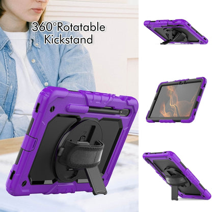 For Samsung Galaxy Tab S8 11 inch SM-X700 Silicone + PC Tablet Case with Shoulder Strap(Purple+Black) by buy2fix