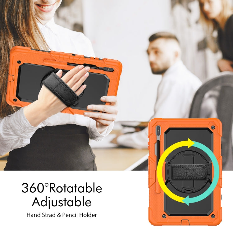For Samsung Galaxy Tab S8+ 12.4 inch SM-X800 Silicone + PC Tablet Case with Shoulder Strap(Orange+Black) by buy2fix