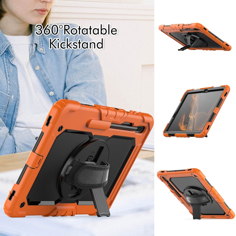 For Samsung Galaxy Tab S8+ 12.4 inch SM-X800 Silicone + PC Tablet Case with Shoulder Strap(Orange+Black) by buy2fix