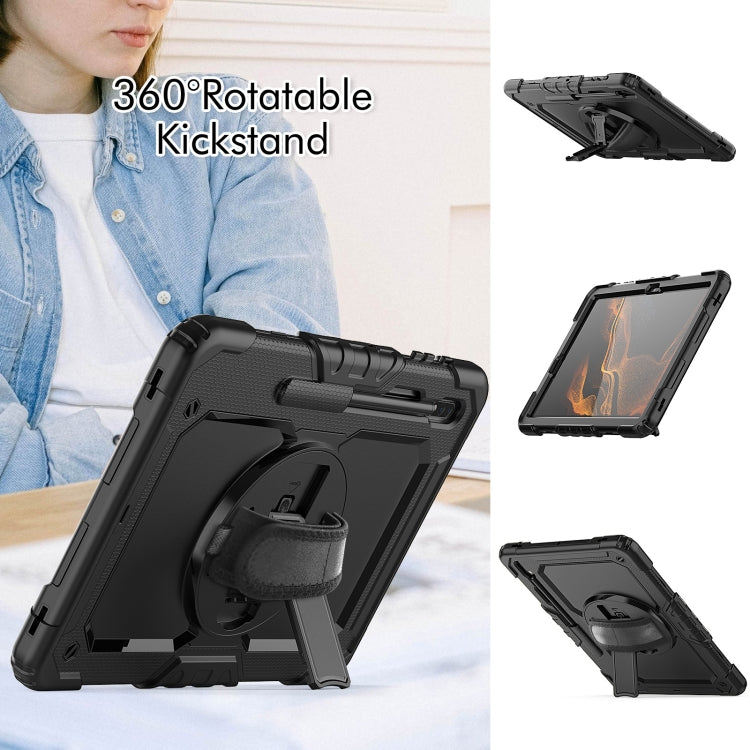 For Samsung Galaxy Tab S8+ 12.4 inch SM-X800 Silicone + PC Tablet Case with Shoulder Strap(Black) by buy2fix