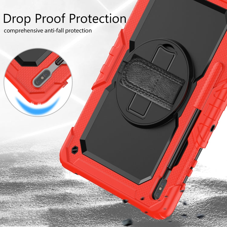 For Samsung Galaxy Tab S8+ 12.4 inch SM-X800 Silicone + PC Tablet Case with Shoulder Strap(Red+Black) by buy2fix