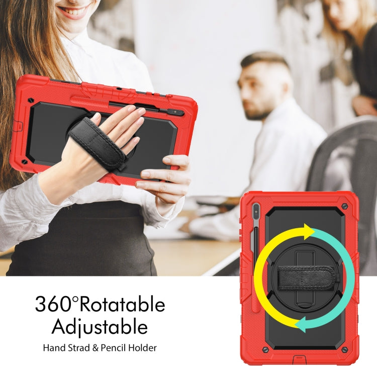For Samsung Galaxy Tab S8+ 12.4 inch SM-X800 Silicone + PC Tablet Case with Shoulder Strap(Red+Black) by buy2fix