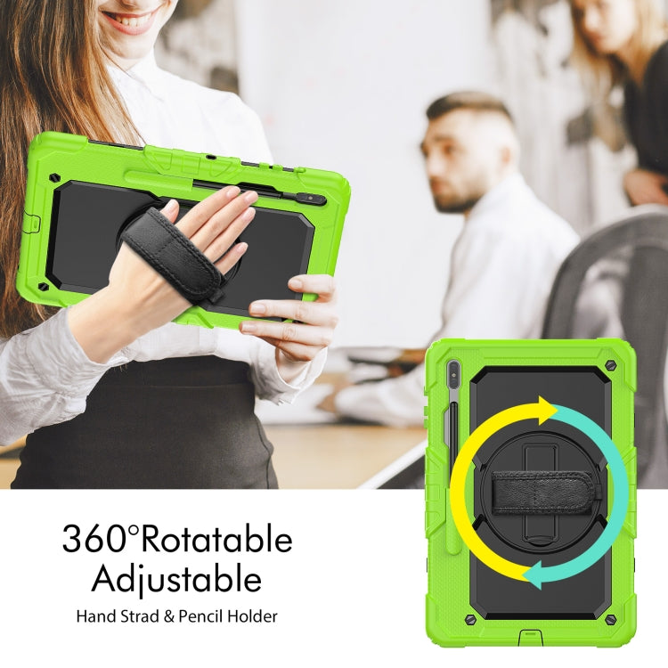For Samsung Galaxy Tab S8+ 12.4 inch SM-X800 Silicone + PC Tablet Case with Shoulder Strap(Yellow Green+Black) by buy2fix