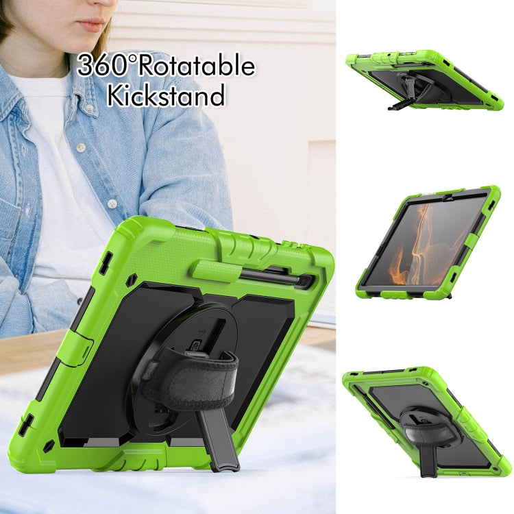 For Samsung Galaxy Tab S8+ 12.4 inch SM-X800 Silicone + PC Tablet Case with Shoulder Strap(Yellow Green+Black) by buy2fix