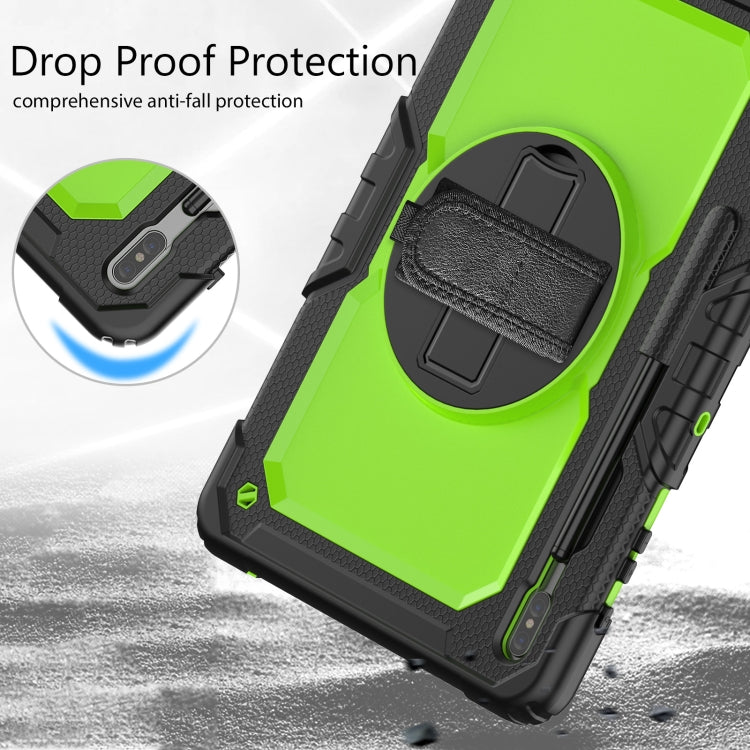 For Samsung Galaxy Tab S8+ 12.4 inch SM-X800 Silicone + PC Tablet Case with Shoulder Strap(Black+Yellow Green) by buy2fix