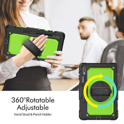 For Samsung Galaxy Tab S8+ 12.4 inch SM-X800 Silicone + PC Tablet Case with Shoulder Strap(Black+Yellow Green) by buy2fix