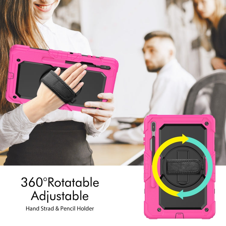 For Samsung Galaxy Tab S8+ 12.4 inch SM-X800 Silicone + PC Tablet Case with Shoulder Strap(Rose Red+Black) by buy2fix