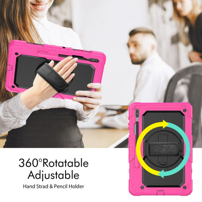 For Samsung Galaxy Tab S8+ 12.4 inch SM-X800 Silicone + PC Tablet Case with Shoulder Strap(Rose Red+Black) by buy2fix