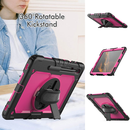 For Samsung Galaxy Tab S8+ 12.4 inch SM-X800 Silicone + PC Tablet Case with Shoulder Strap(Black+Rose Red) by buy2fix