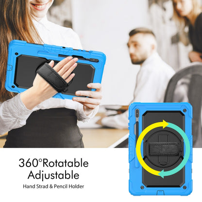 For Samsung Galaxy Tab S8+ 12.4 inch SM-X800 Silicone + PC Tablet Case with Shoulder Strap(Light Blue+Black) by buy2fix