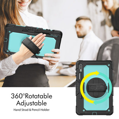 For Samsung Galaxy Tab S8+ 12.4 inch SM-X800 Silicone + PC Tablet Case with Shoulder Strap(Black+Light Blue) by buy2fix