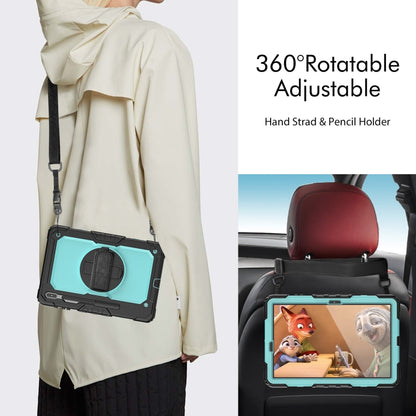 For Samsung Galaxy Tab S8+ 12.4 inch SM-X800 Silicone + PC Tablet Case with Shoulder Strap(Black+Light Blue) by buy2fix