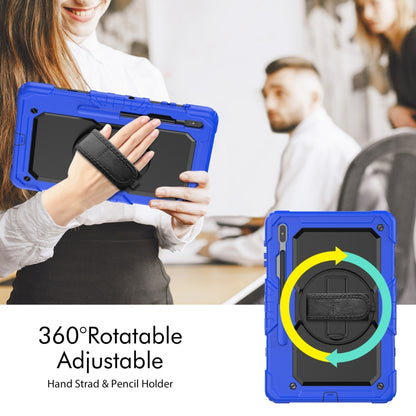 For Samsung Galaxy Tab S8+ 12.4 inch SM-X800 Silicone + PC Tablet Case with Shoulder Strap(Dark Blue+Black) by buy2fix