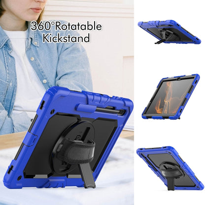 For Samsung Galaxy Tab S8+ 12.4 inch SM-X800 Silicone + PC Tablet Case with Shoulder Strap(Dark Blue+Black) by buy2fix
