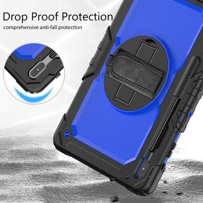 For Samsung Galaxy Tab S8+ 12.4 inch SM-X800 Silicone + PC Tablet Case with Shoulder Strap(Black+Dark Blue) by buy2fix