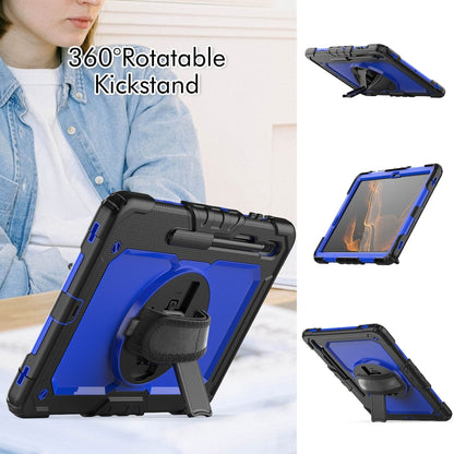 For Samsung Galaxy Tab S8+ 12.4 inch SM-X800 Silicone + PC Tablet Case with Shoulder Strap(Black+Dark Blue) by buy2fix