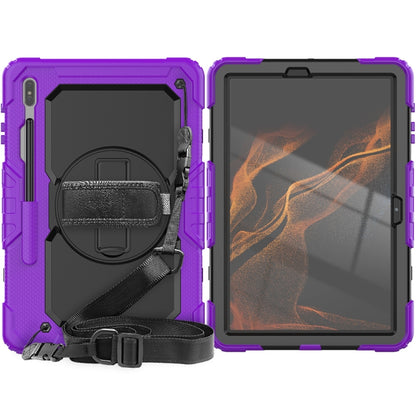 For Samsung Galaxy Tab S8+ 12.4 inch SM-X800 Silicone + PC Tablet Case with Shoulder Strap(Purple+Black) by buy2fix