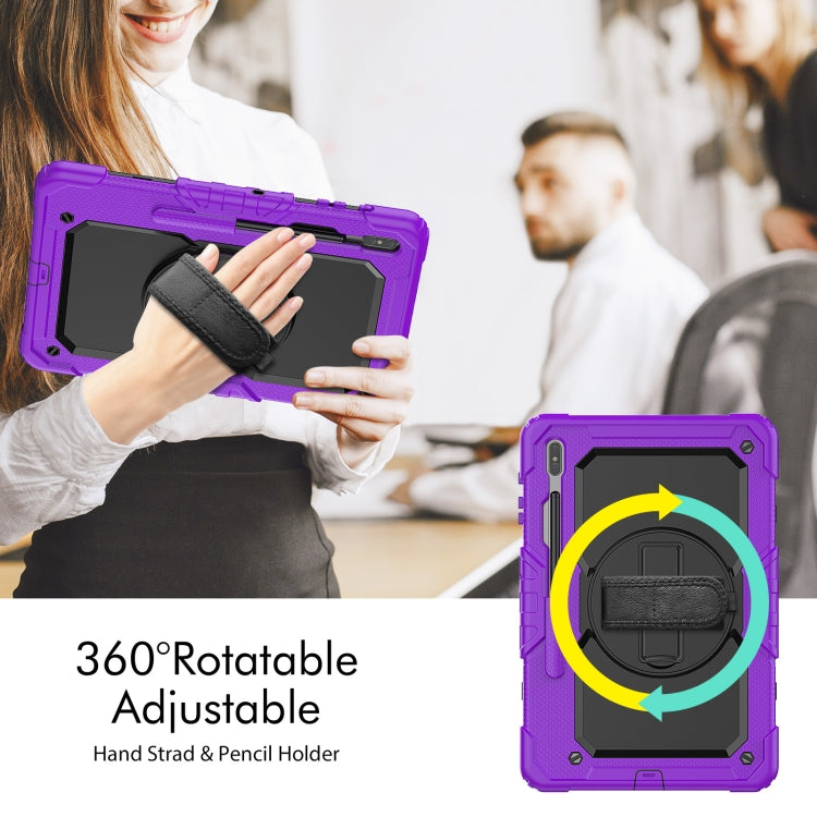 For Samsung Galaxy Tab S8+ 12.4 inch SM-X800 Silicone + PC Tablet Case with Shoulder Strap(Purple+Black) by buy2fix