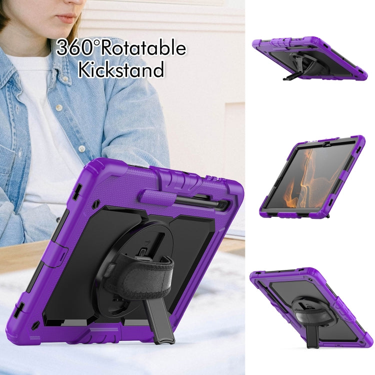 For Samsung Galaxy Tab S8+ 12.4 inch SM-X800 Silicone + PC Tablet Case with Shoulder Strap(Purple+Black) by buy2fix