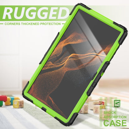 For Samsung Galaxy Tab S10 Ultra / S9 Ultra / S8 Ultra Silicone + PC Tablet Case with Shoulder Strap(Black+Yellow Green) by buy2fix