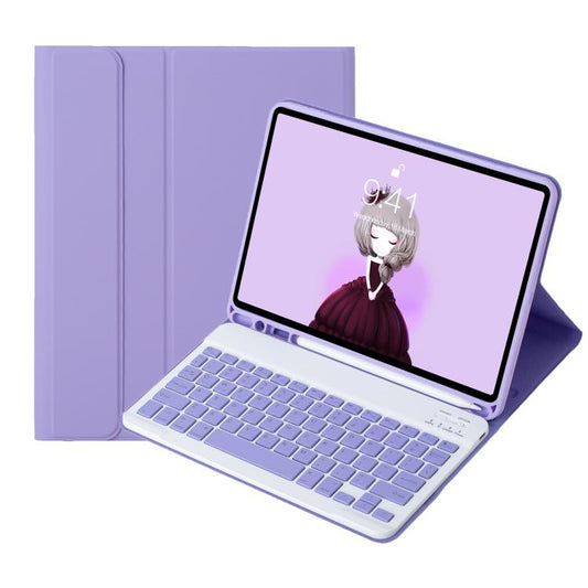 A11B Lambskin Texture Ultra-thin Bluetooth Keyboard Leather Case with Pen Holder For iPad Air 5 2022 / Air 4 2020 10.9 & Pro 11 inch 2021 / 2020 / 2018 (Lilac Purple) - Universal by buy2fix | Online Shopping UK | buy2fix