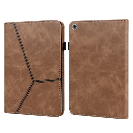For Huawei MediaPad M5 Lite 10.1 Solid Color Embossed Striped Leather Case(Brown) by buy2fix