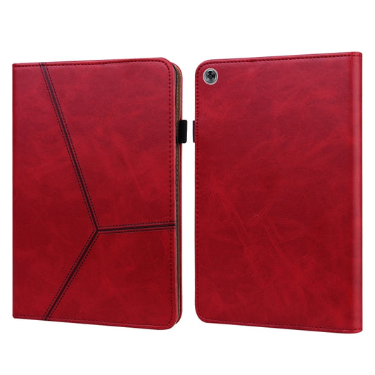 For Huawei MediaPad M5 Lite 10.1 Solid Color Embossed Striped Leather Case(Red) by buy2fix