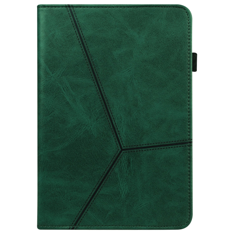 For Huawei MediaPad M5 Lite 10.1 Solid Color Embossed Striped Leather Case(Green) by buy2fix