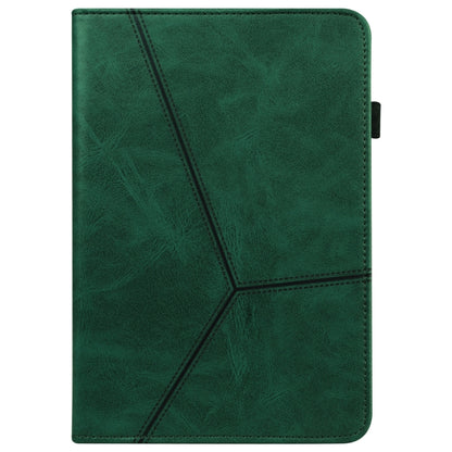 For Huawei MediaPad M5 Lite 10.1 Solid Color Embossed Striped Leather Case(Green) by buy2fix