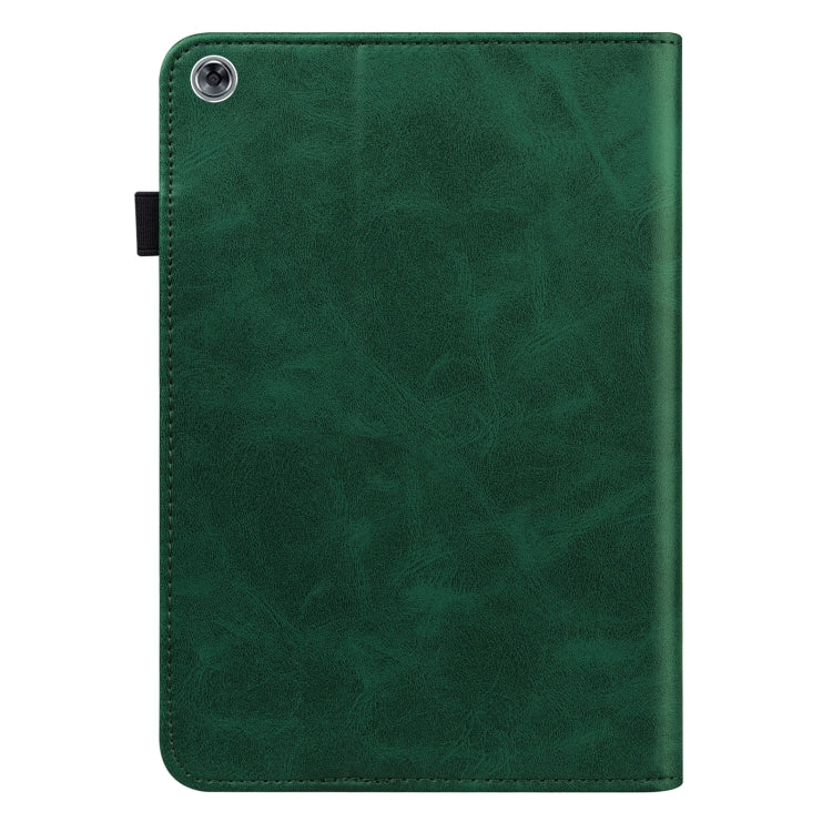 For Huawei MediaPad M5 Lite 10.1 Solid Color Embossed Striped Leather Case(Green) by buy2fix