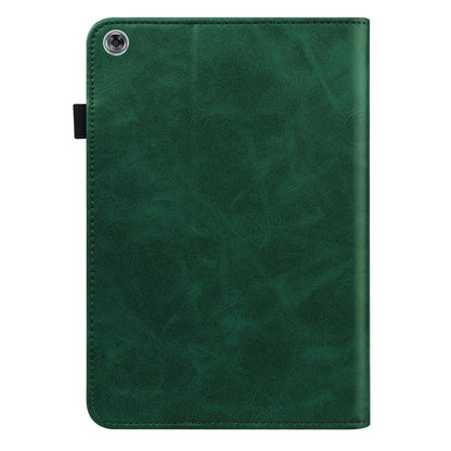 For Huawei MediaPad M5 Lite 10.1 Solid Color Embossed Striped Leather Case(Green) by buy2fix