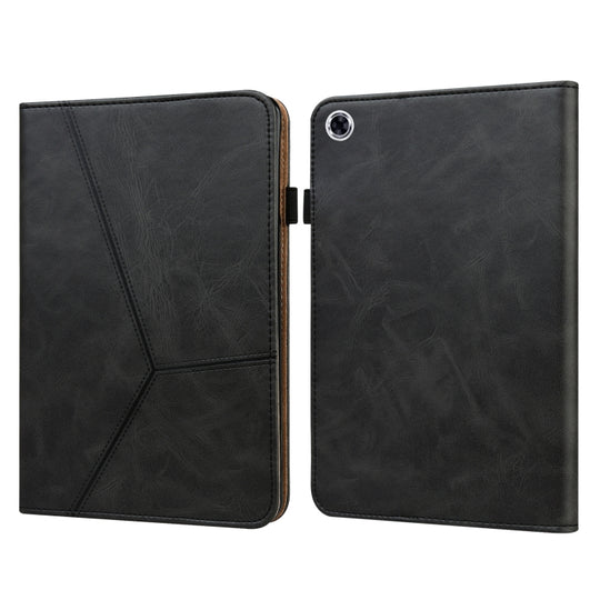 For Lenovo Tab M10 HD Gen 2 Solid Color Embossed Striped Leather Case(Black)