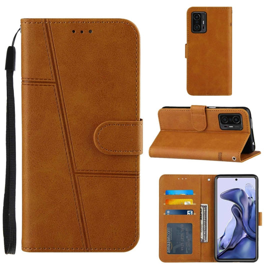 For Xiaomi 11T / 11T Pro Stitching Calf Texture Buckle Leather Phone Case(Yellow)