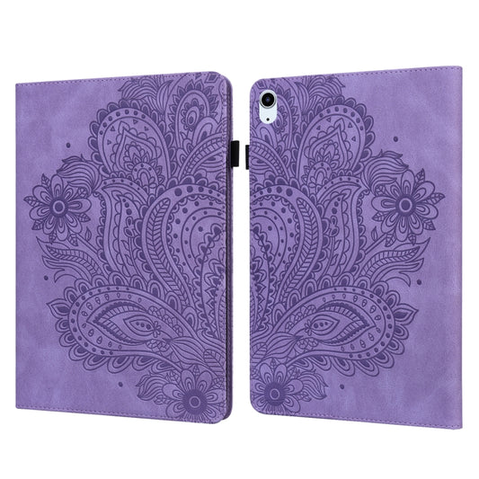 Peacock Embossed Pattern TPU + PU Leather Smart Tablet Case with Sleep / Wake-up For iPad Air 2022 / Air 2020 10.9(Purple) - iPad Air (2022) / (2020) 10.9 Cases by buy2fix | Online Shopping UK | buy2fix
