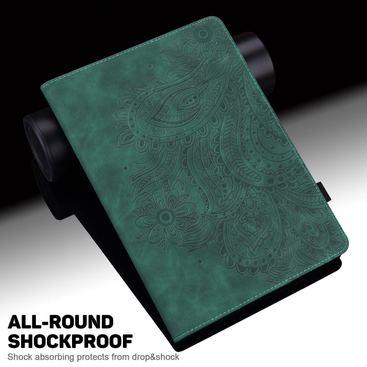 Peacock Embossed Pattern TPU + PU Leather Smart Tablet Case with Sleep / Wake-up For iPad Air 2022 / Air 2020 10.9(Green) - iPad Air (2022) / (2020) 10.9 Cases by buy2fix | Online Shopping UK | buy2fix