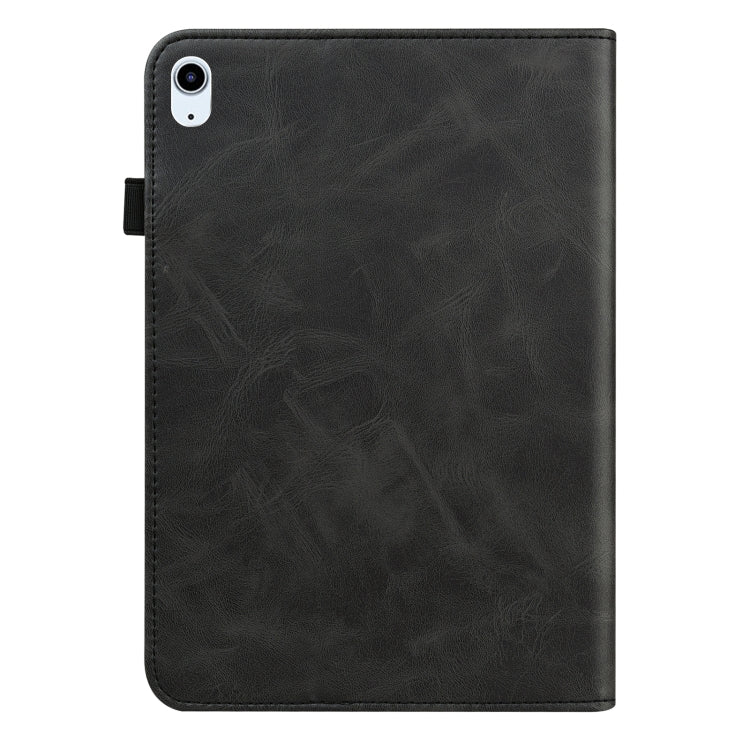 Solid Color Embossed Striped Smart Leather Case For iPad Air 2022 / Air 2020 10.9(Black) - iPad Air (2022) / (2020) 10.9 Cases by buy2fix | Online Shopping UK | buy2fix