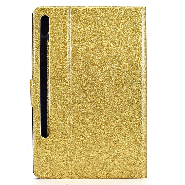 For Samsung Galaxy Tab S8 / S7 Varnish Glitter Powder Smart Leather Tablet Case(Yellow) by buy2fix
